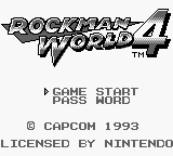 Rockman World 4 title screen for GameBoy